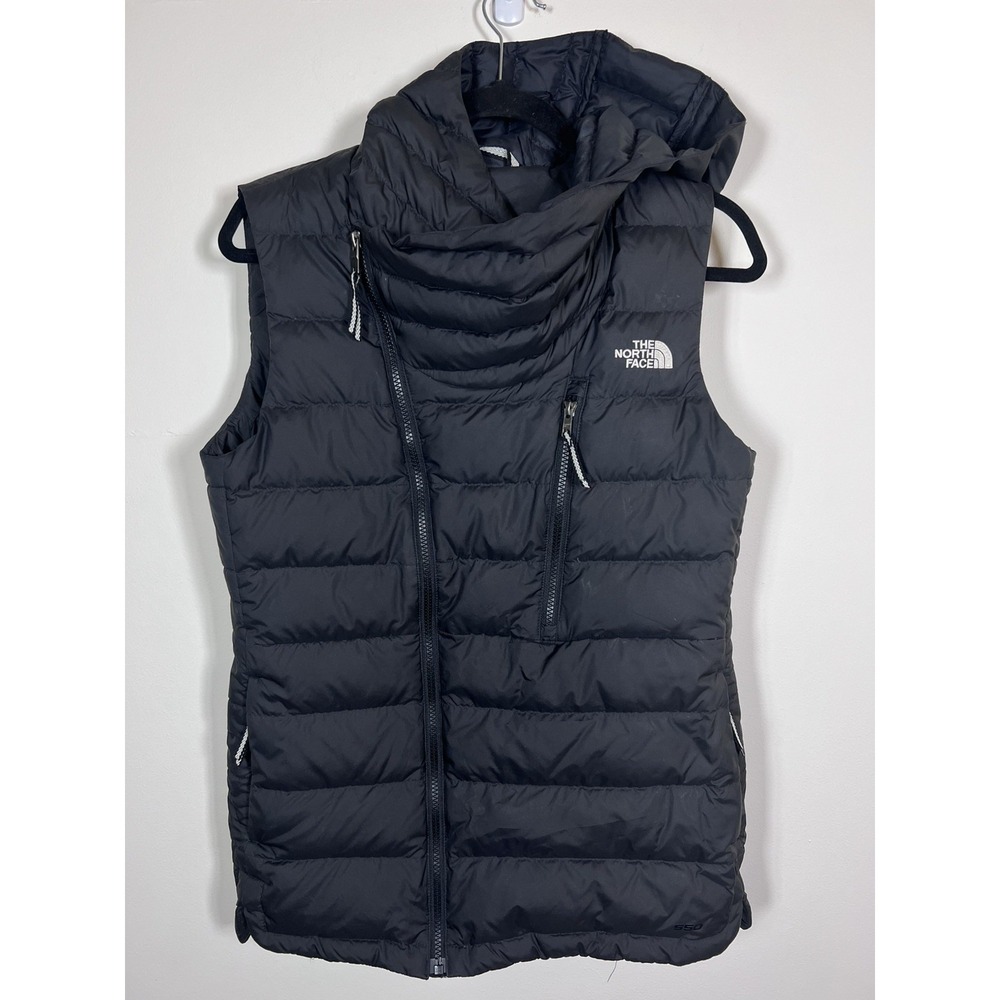 The North Face Women's Small Black 550 Niche Goose Down Hooded Puffer Vest Zip